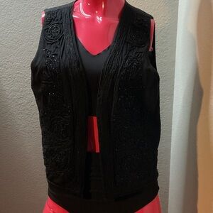 Rare Paul Harris Design Black Embellished Sleeveless Vest